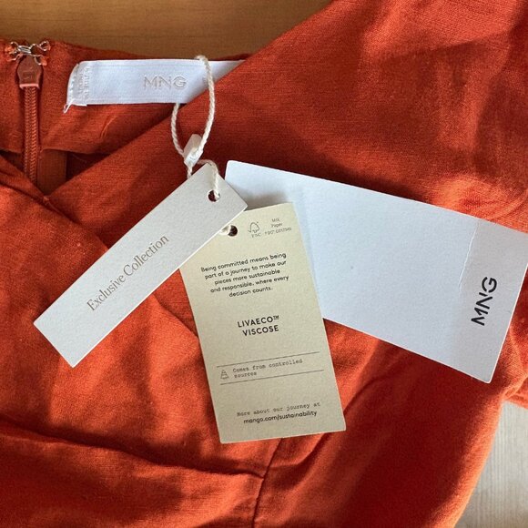 Mango Shortsleeve Jumpsuit with Puff Sleeve - Orange - XS - Picture 5 of 5